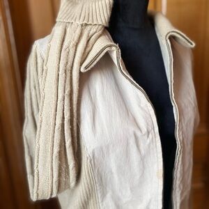 Vintage Lips Leather Sweater Jacket Women's Size Large Beige Full Zip
